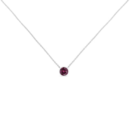 Haus of Brilliance .925 Sterling Silver Bezel Set 3.5mm Created Amethyst Gemstone Solitaire 18&quot; Pendant Necklace