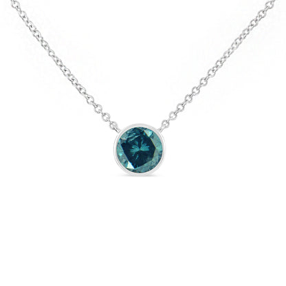 Haus of Brilliance .925 Sterling Silver 3.5mm Blue Sapphire Gemstone Solitaire 18&quot; Pendant Necklace