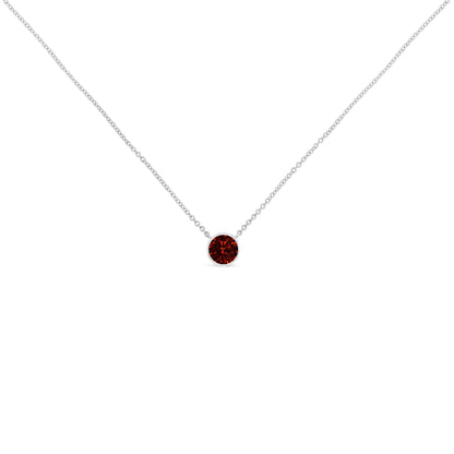 Haus of Brilliance .925 Sterling Silver Bezel Set 3.5mm Created Red Ruby Gemstone Solitaire 18&quot; Pendant Necklace