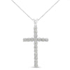 Haus of Brilliance .925 Sterling Silver 1/4 Cttw Diamond Miracle Set Cross Unisex Pendant Necklace 18" (I-J Color, I3 Clarity)