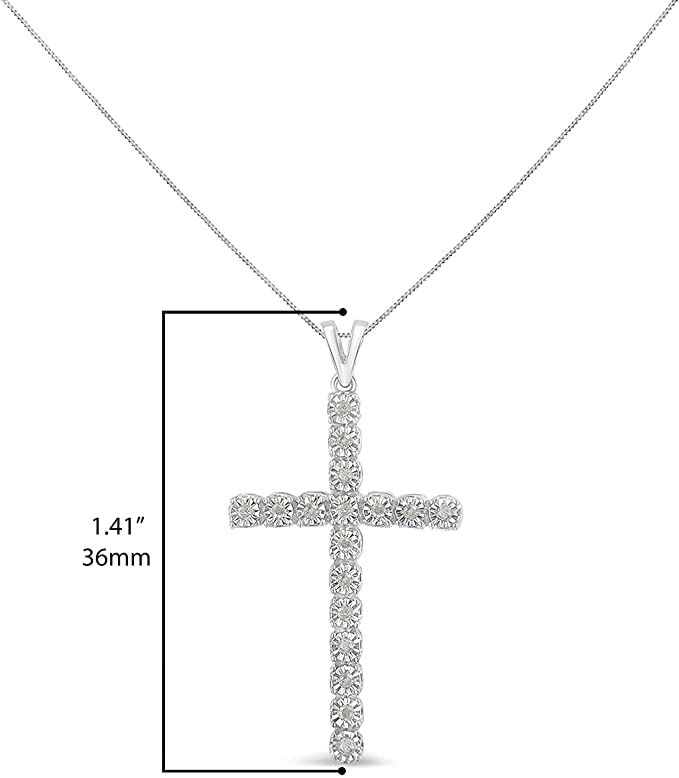 Haus of Brilliance .925 Sterling Silver 1/4 Cttw Diamond Miracle Set Cross Unisex Pendant Necklace 18&quot; (I-J Color, I3 Clarity)
