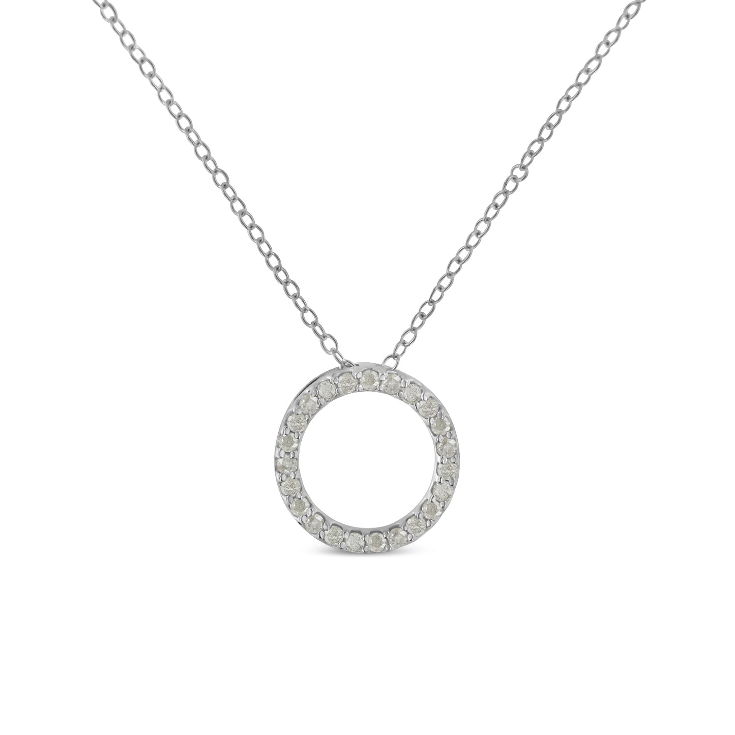 Haus of Brilliance .925 Sterling Silver 1/4 Cttw Round-cut Diamond Open Circle Halo 18" Pendant Necklace (I-J Color, I2-I3 Clarity)