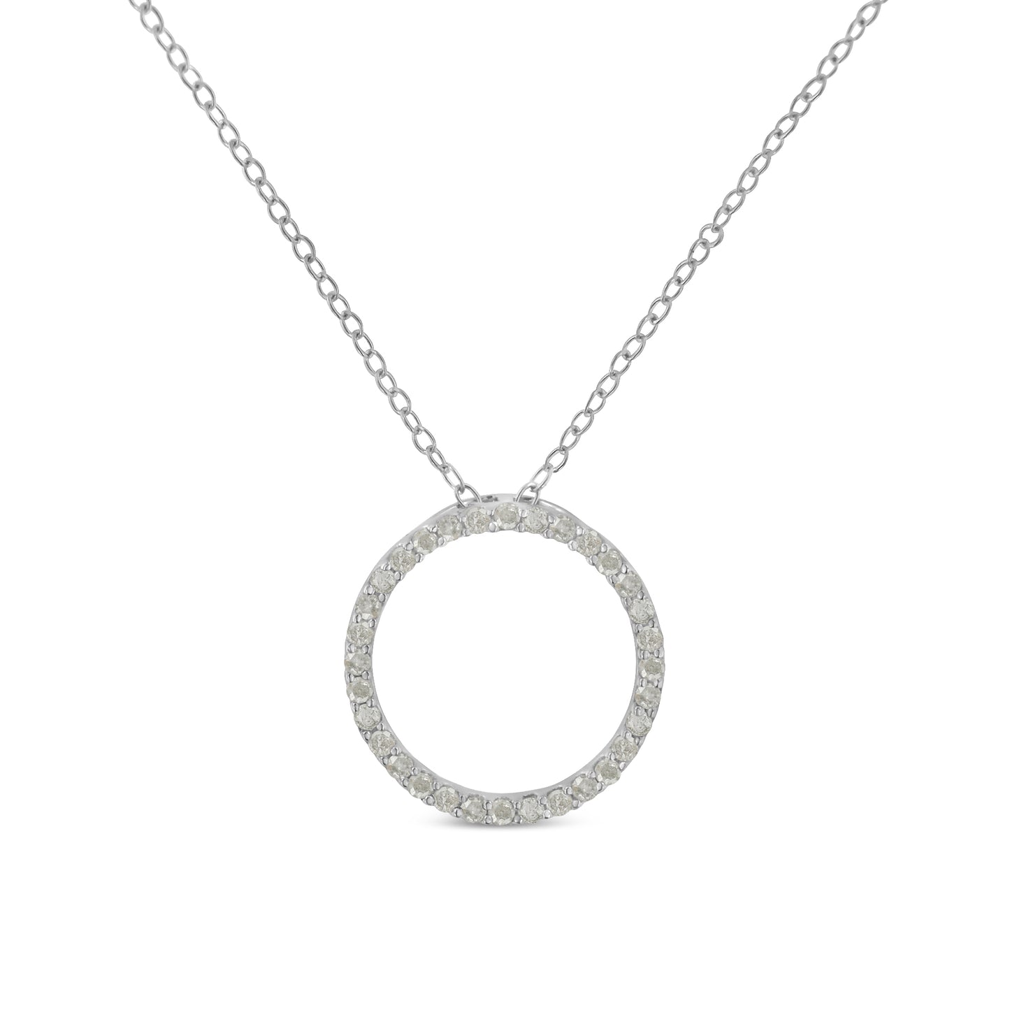 Haus of Brilliance .925 Sterling Silver 1/3 Cttw Round-cut Diamond Open Circle Halo 18" Pendant Necklace (I-J Color, I2-I3 Clarity)