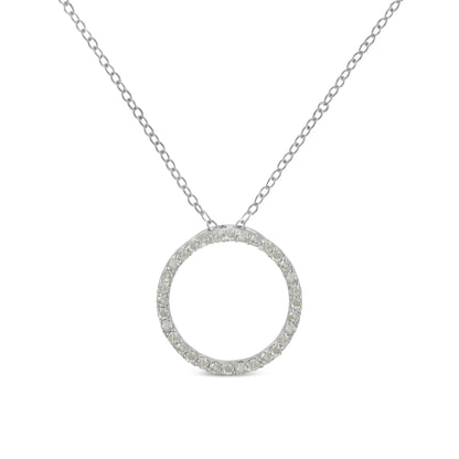 Haus of Brilliance .925 Sterling Silver 1/3 Cttw Round-cut Diamond Open Circle Halo 18&quot; Pendant Necklace (I-J Color, I2-I3 Clarity)
