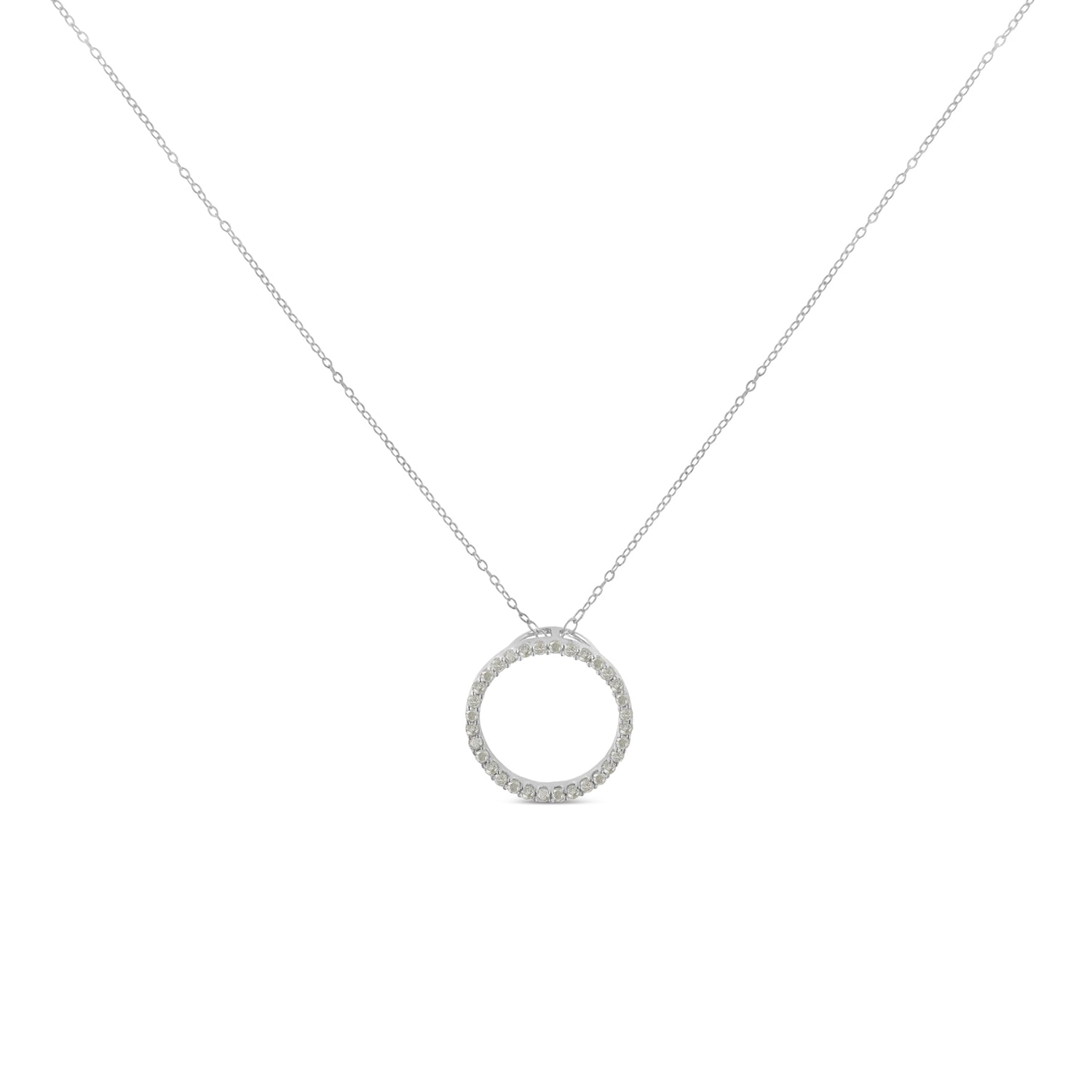 Haus of Brilliance .925 Sterling Silver 1/3 Cttw Round-cut Diamond Open Circle Halo 18&quot; Pendant Necklace (I-J Color, I2-I3 Clarity)