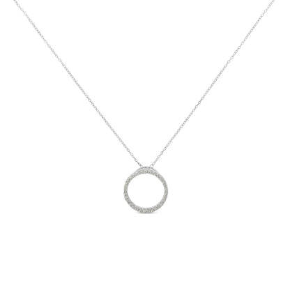 Haus of Brilliance .925 Sterling Silver 1/3 Cttw Round-cut Diamond Open Circle Halo 18&quot; Pendant Necklace (I-J Color, I2-I3 Clarity)