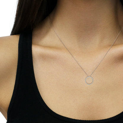 Haus of Brilliance .925 Sterling Silver 1/3 Cttw Round-cut Diamond Open Circle Halo 18&quot; Pendant Necklace (I-J Color, I2-I3 Clarity)