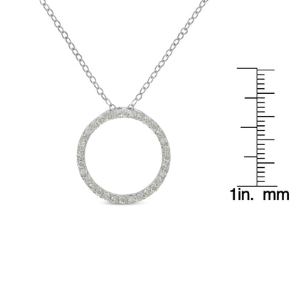Haus of Brilliance .925 Sterling Silver 1/3 Cttw Round-cut Diamond Open Circle Halo 18&quot; Pendant Necklace (I-J Color, I2-I3 Clarity)