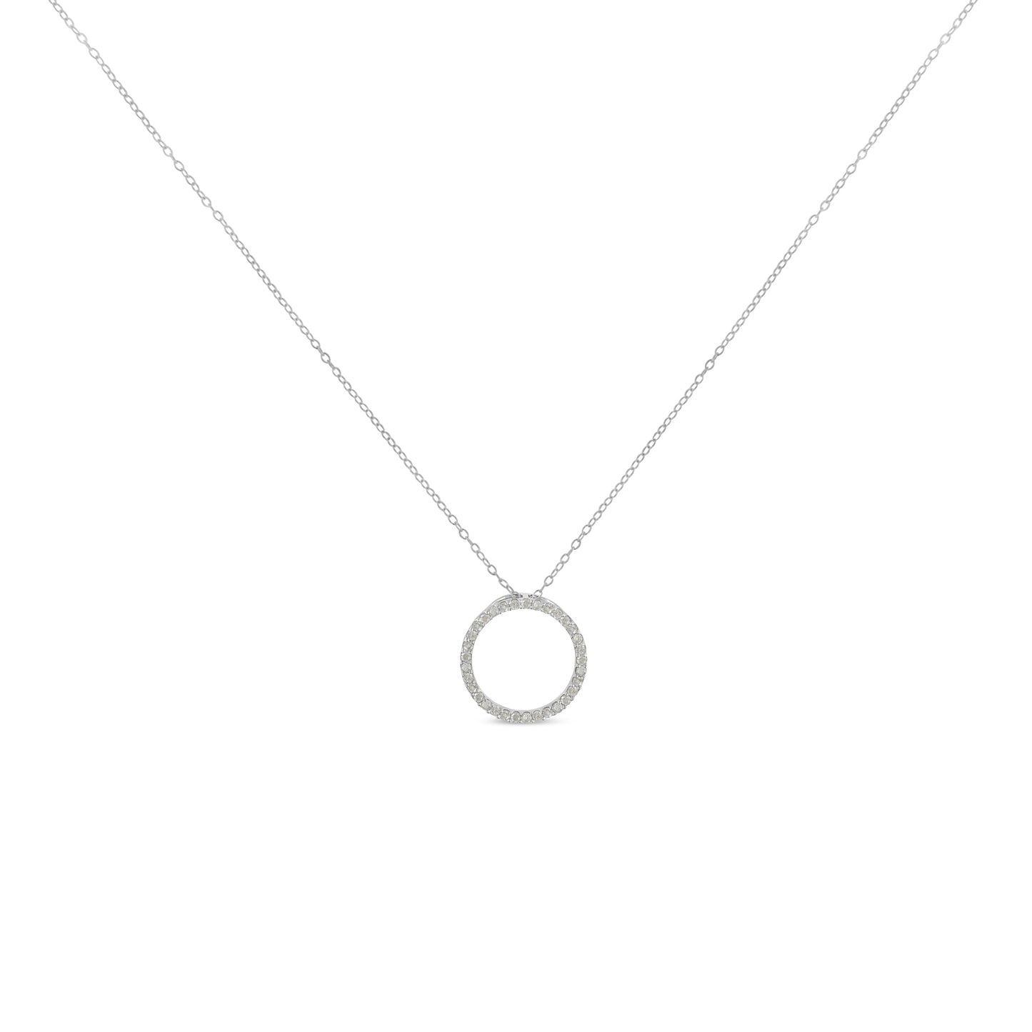 Haus of Brilliance .925 Sterling Silver 1/3 Cttw Round-Cut Diamond Open Circle Halo 18" Pendant Necklace (I-J Color, I2-I3 Clarity)