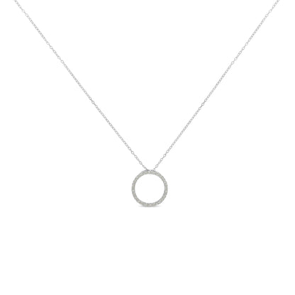 Haus of Brilliance .925 Sterling Silver 1/3 Cttw Round-Cut Diamond Open Circle Halo 18&quot; Pendant Necklace (I-J Color, I2-I3 Clarity)