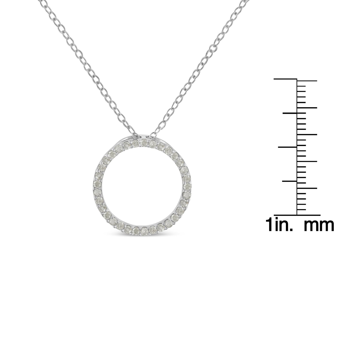 Haus of Brilliance .925 Sterling Silver 1/3 Cttw Round-Cut Diamond Open Circle Halo 18" Pendant Necklace (I-J Color, I2-I3 Clarity)