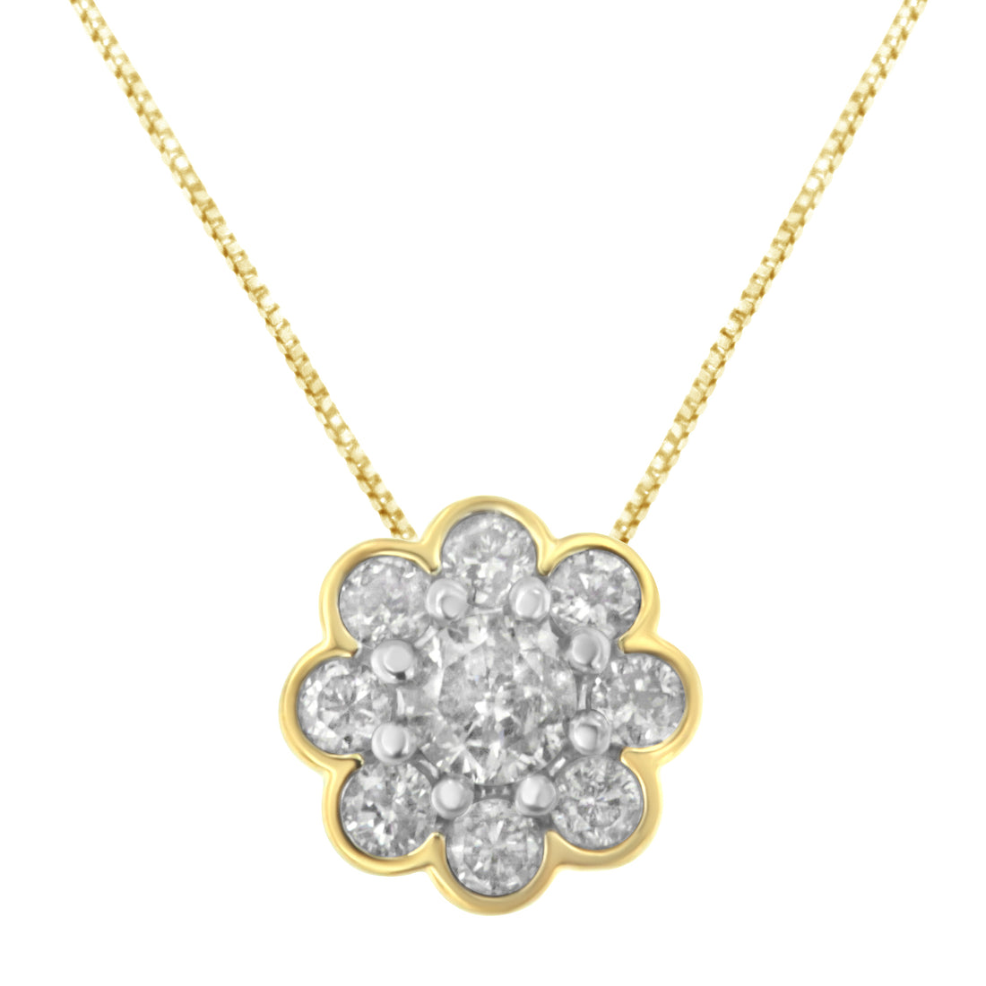 Haus of Brilliance 2 Micron 10K Yellow Gold plated .925 Sterling Silver 1/4 cttw Diamond Cluster Pendant Necklace (I-J, I2-I3)