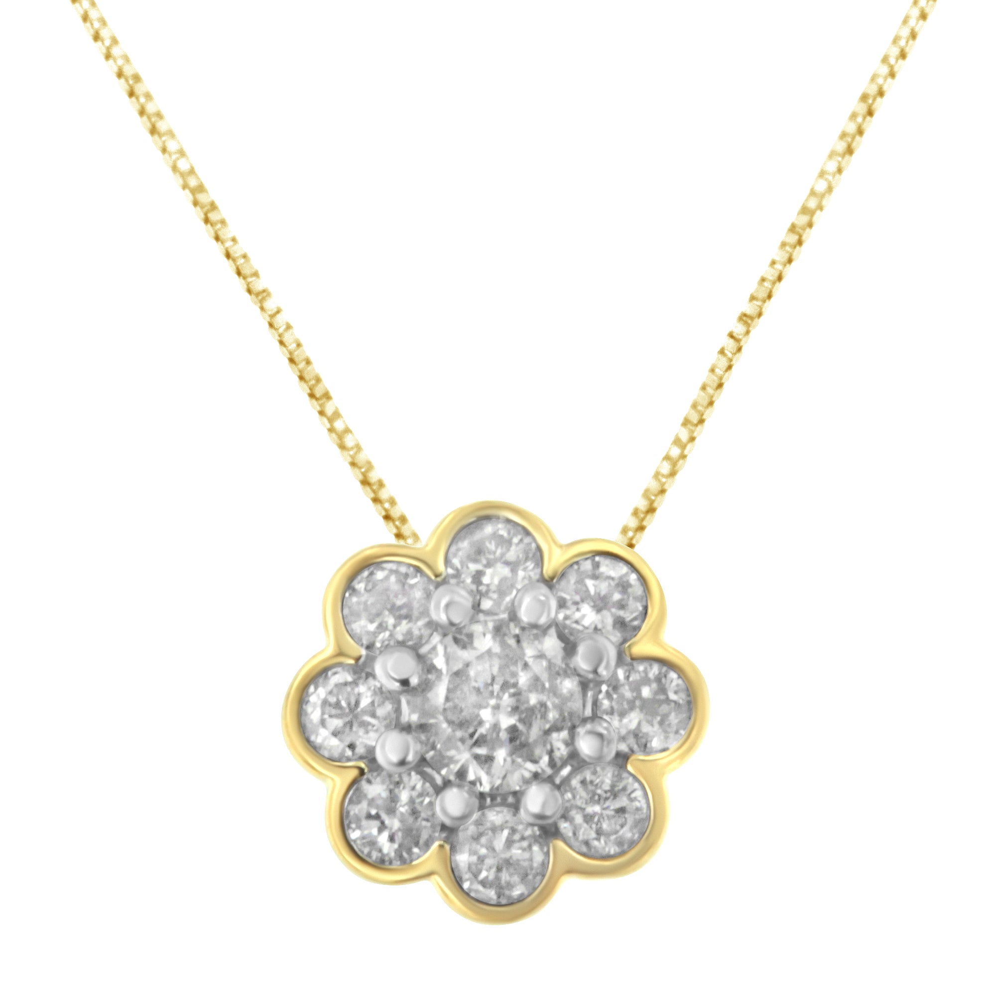 Haus of Brilliance 2 Micron 10K Yellow Gold plated .925 Sterling Silver 1/4 cttw Diamond Cluster Pendant Necklace (I-J, I2-I3)