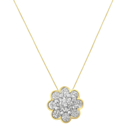 Haus of Brilliance 2 Micron 10K Yellow Gold plated .925 Sterling Silver 1/4 cttw Diamond Cluster Pendant Necklace (I-J, I2-I3)