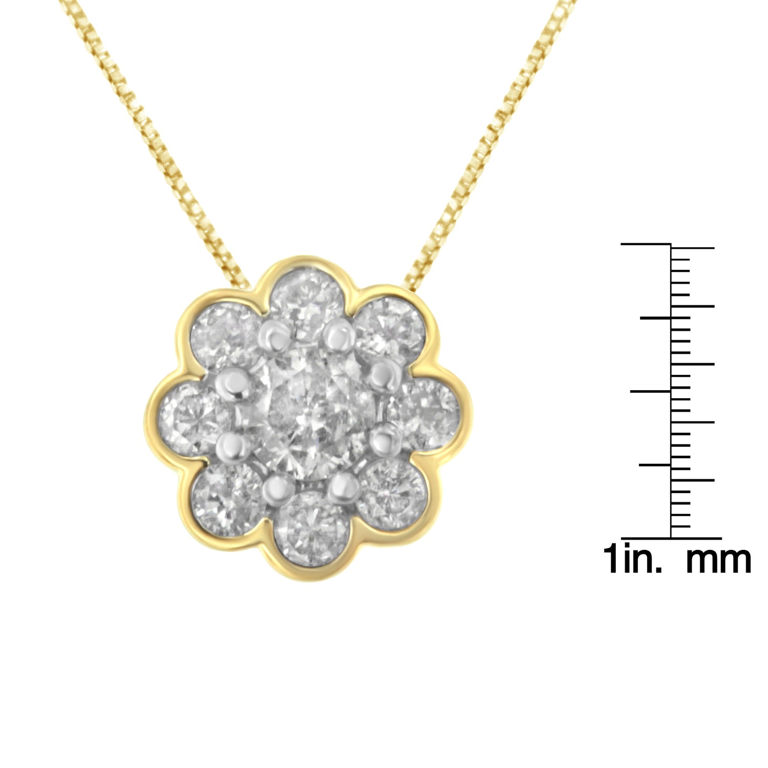 Haus of Brilliance 2 Micron 10K Yellow Gold plated .925 Sterling Silver 1/4 cttw Diamond Cluster Pendant Necklace (I-J, I2-I3)