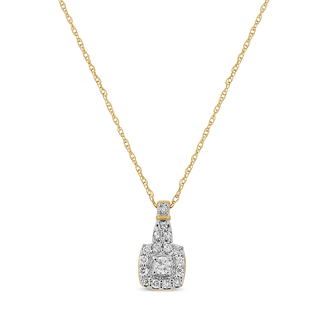 Haus of Brilliance 10K Yellow Gold Plated .925 Sterling Silver 1/4 Cttw Diamond Square Pendant Necklace (J-K Color, I1-I2 Clarity) - 18&quot;