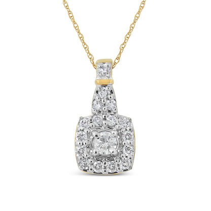 Haus of Brilliance 10K Yellow Gold Plated .925 Sterling Silver 1/4 Cttw Diamond Square Pendant Necklace (J-K Color, I1-I2 Clarity) - 18&quot;