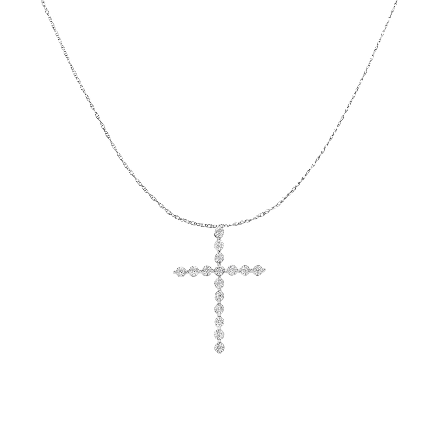 Haus of Brilliance .925 Sterling Silver 1/6 cttw Diamond Cross Pendant Necklace (I-J, I1-I2)