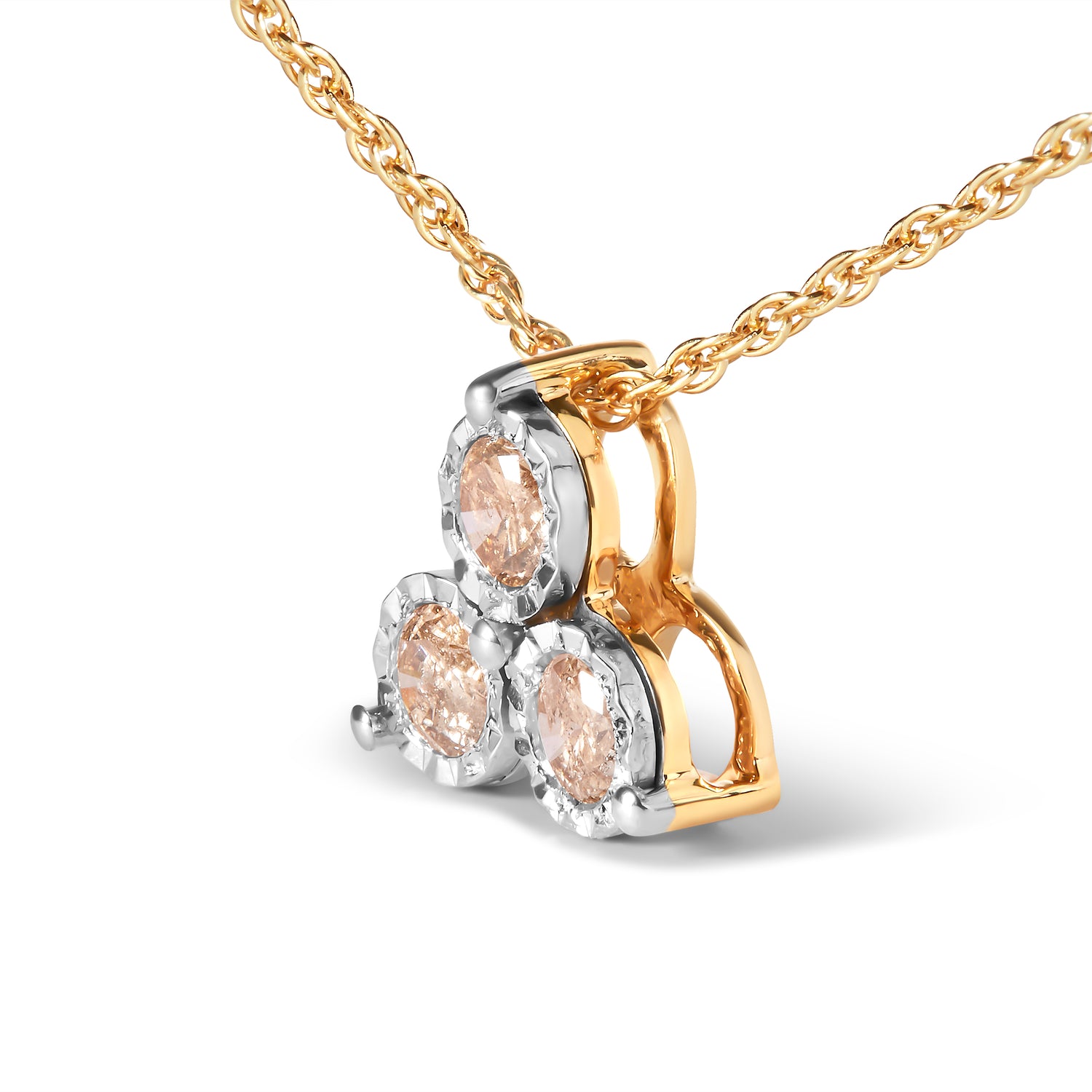 Haus of Brilliance 14K Yellow Gold Plated .925 Sterling Silver 1/4 Cttw Diamond 3 Stone Trio 18&quot; Pendant Necklace (J-K Color, I1-I2 Clarity)