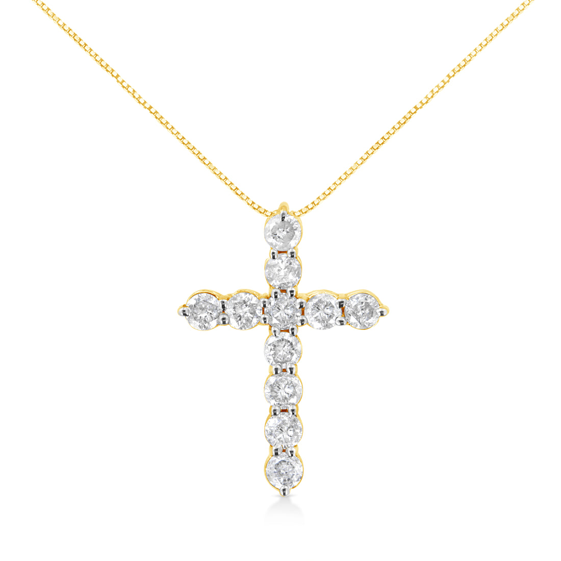 Haus of Brilliance 10K Yellow Gold Plated .925 Sterling Silver 1 cttw Prong Set Diamond Cross 18&quot; Pendant Necklace (J-K Color, I1-I2 Clarity)