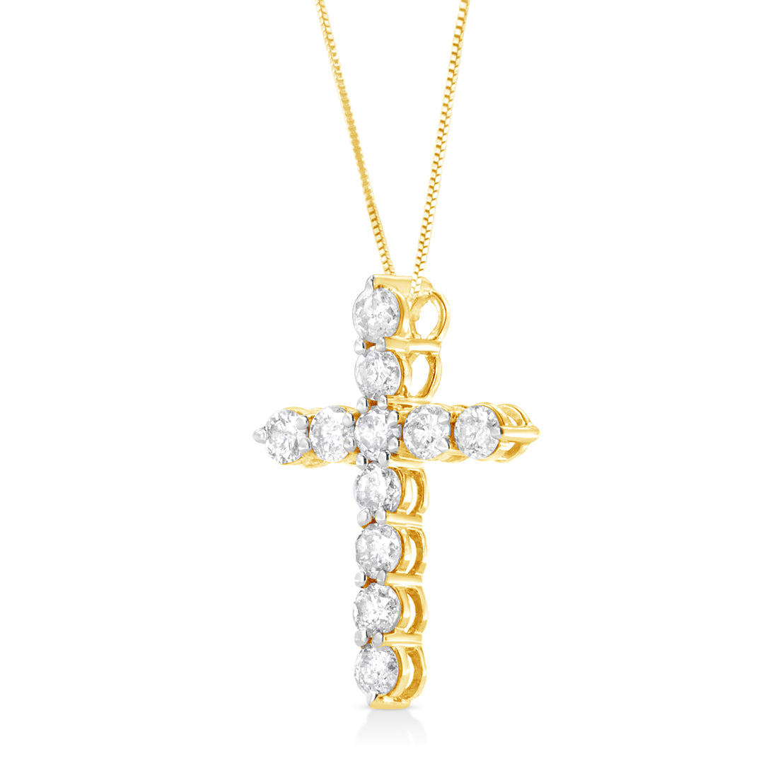 Haus of Brilliance 10K Yellow Gold Plated .925 Sterling Silver 1 cttw Prong Set Diamond Cross 18&quot; Pendant Necklace (J-K Color, I1-I2 Clarity)