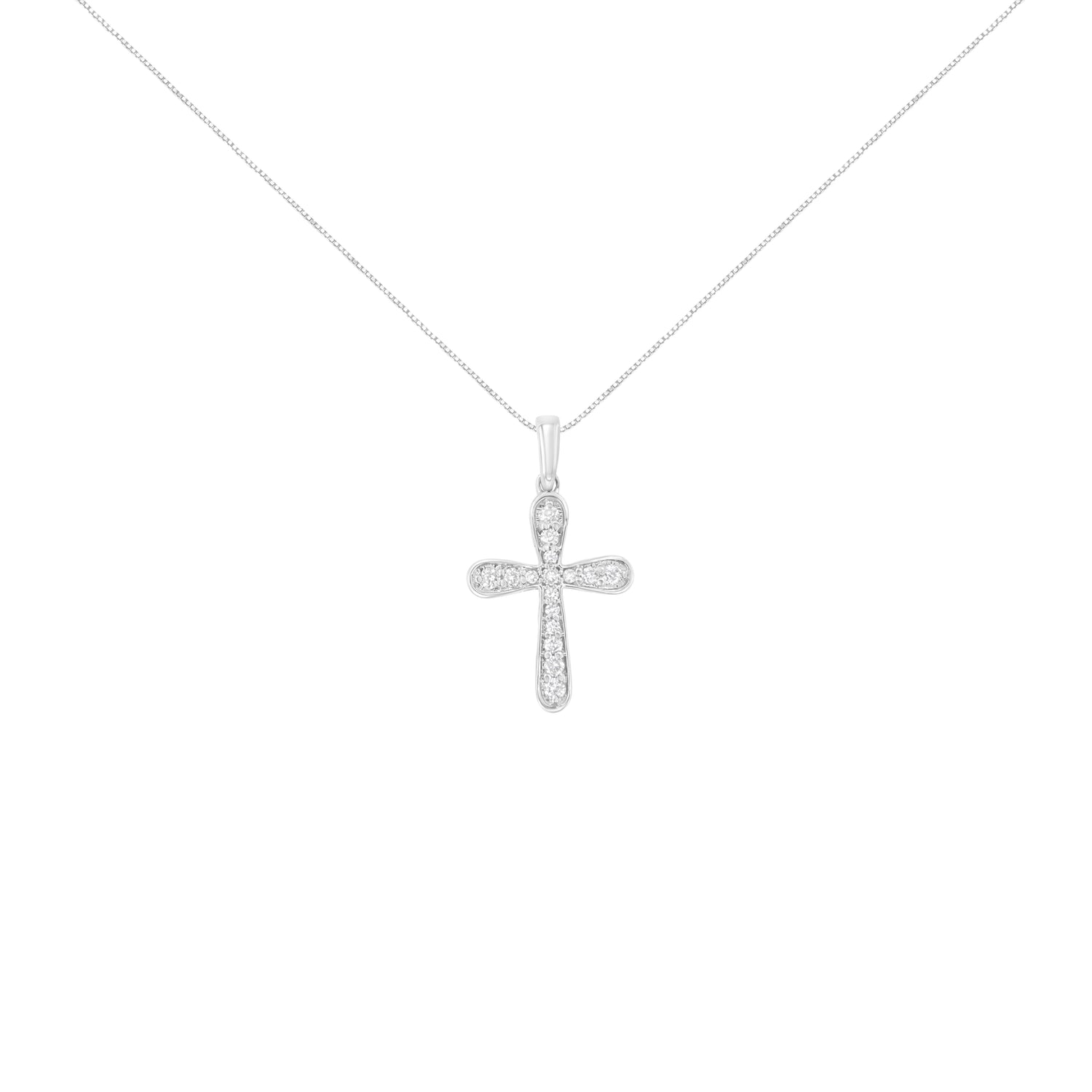 Haus of Brilliance .925 Sterling Silver 1/4 Cttw Diamond Inlaid Cross 18&quot; Pendant Necklace (I-J Color, I1-I2 Clarity)