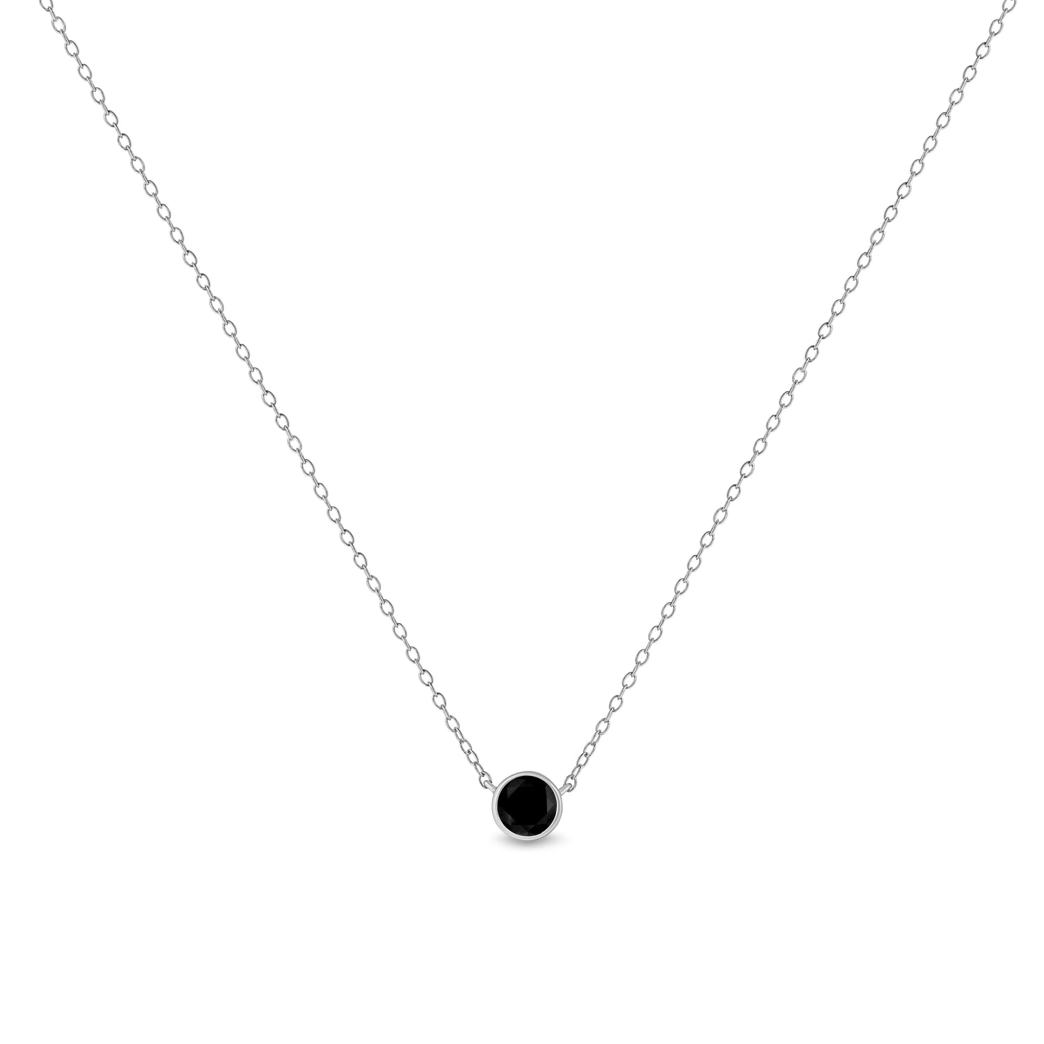 Haus of Brilliance .925 Sterling Silver 3.0 Cttw Treated Black Diamond Bezel Solitaire 18&quot; Pendant Necklace (Black Color, I2-I3 Clarity)