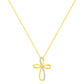 Haus of Brilliance 10K Yellow Gold Plated .925 Sterling Silver Diamond Accent Cross Ribbon 18" Pendant Necklace (I-J Color, I2-I3 Clarity)