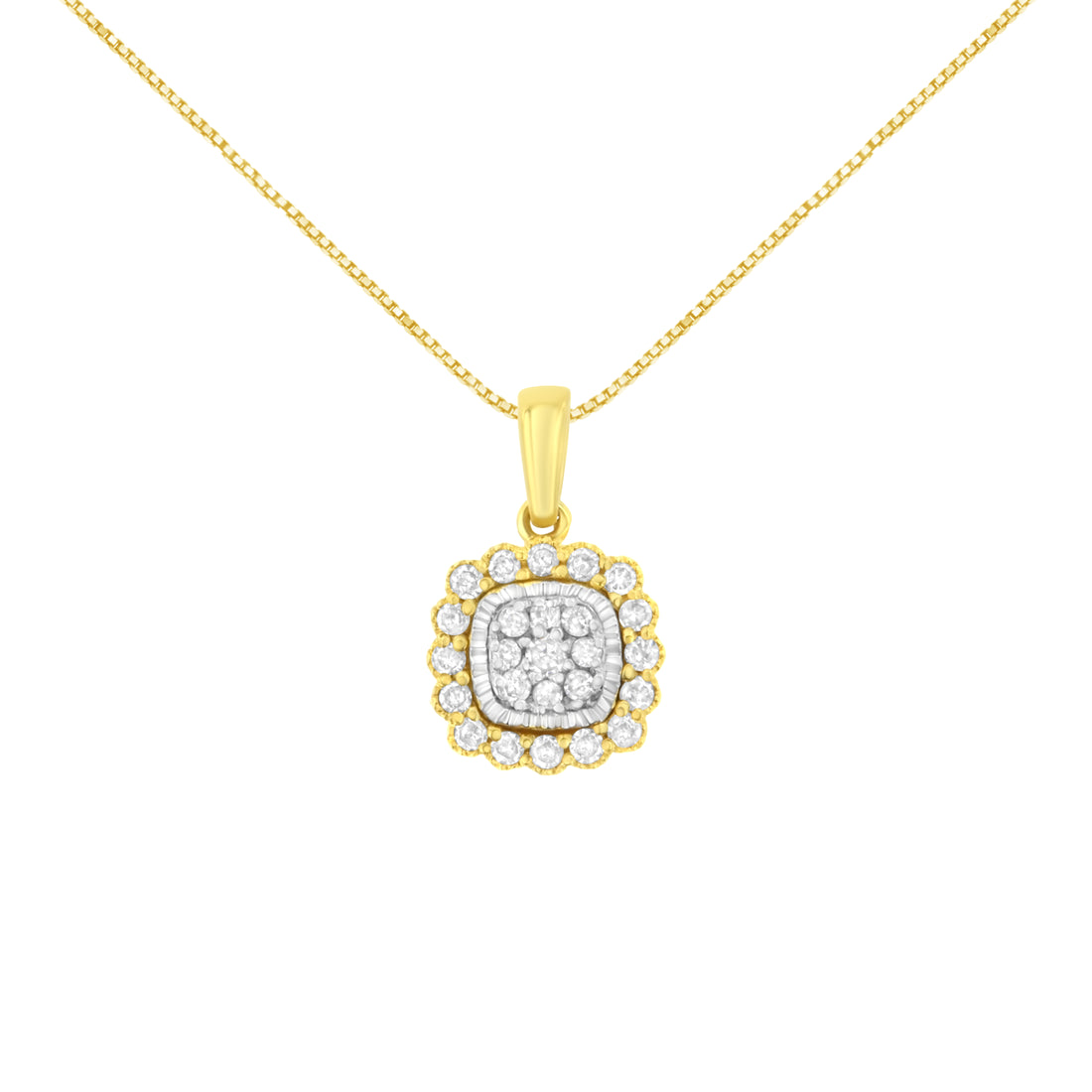 Haus of Brilliance 10K Yellow Gold Plated .925 Sterling Silver 1/4 Cttw Diamond 18&quot; Pendant Necklace (I-J Color, I1-I2 Clarity)