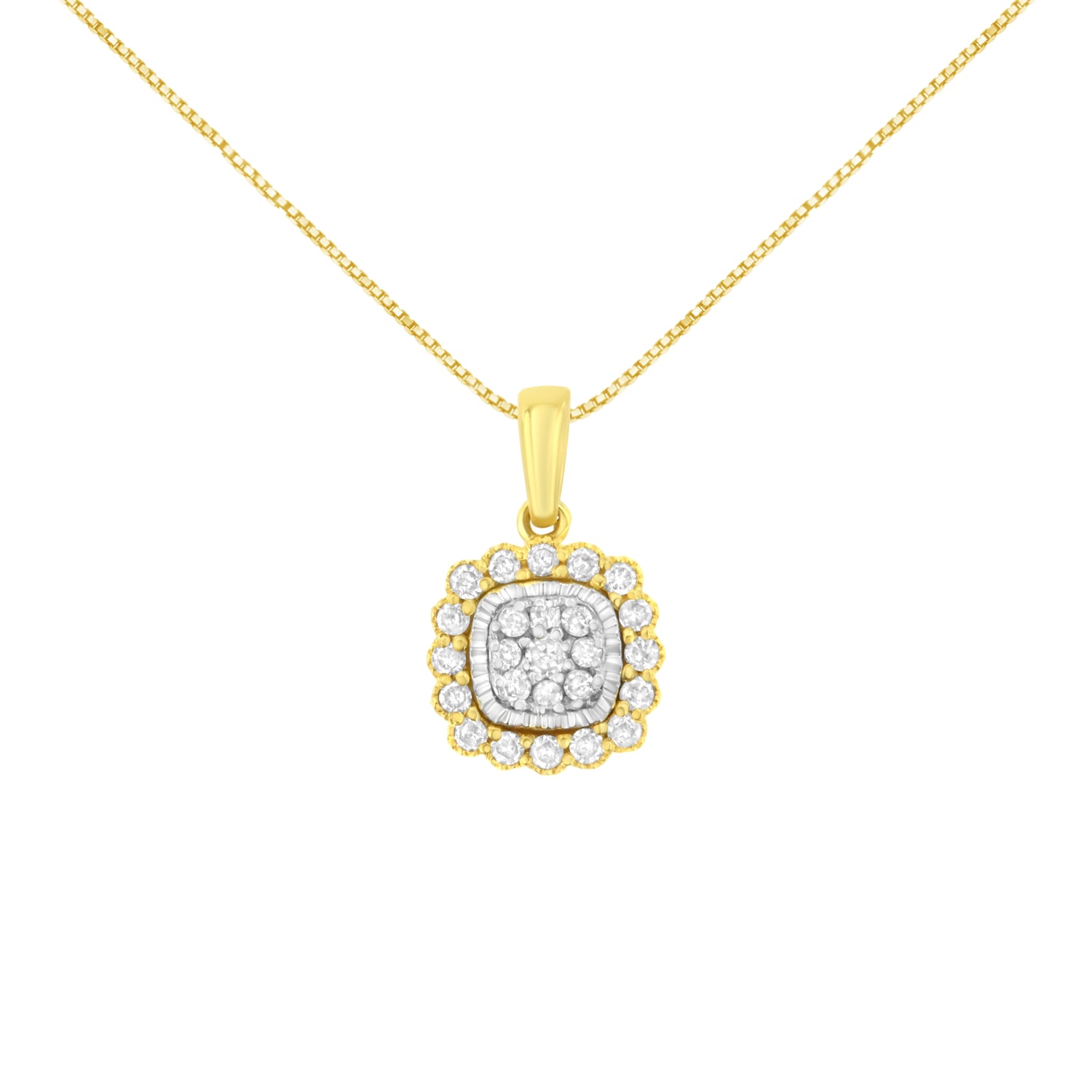 Haus of Brilliance 10K Yellow Gold Plated .925 Sterling Silver 1/4 Cttw Diamond 18&quot; Pendant Necklace (I-J Color, I1-I2 Clarity)