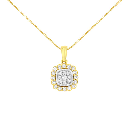 Haus of Brilliance 10K Yellow Gold Plated .925 Sterling Silver 1/4 Cttw Diamond 18&quot; Pendant Necklace (I-J Color, I1-I2 Clarity)