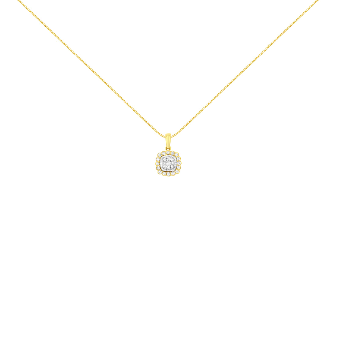 Haus of Brilliance 10K Yellow Gold Plated .925 Sterling Silver 1/4 Cttw Diamond 18&quot; Pendant Necklace (I-J Color, I1-I2 Clarity)