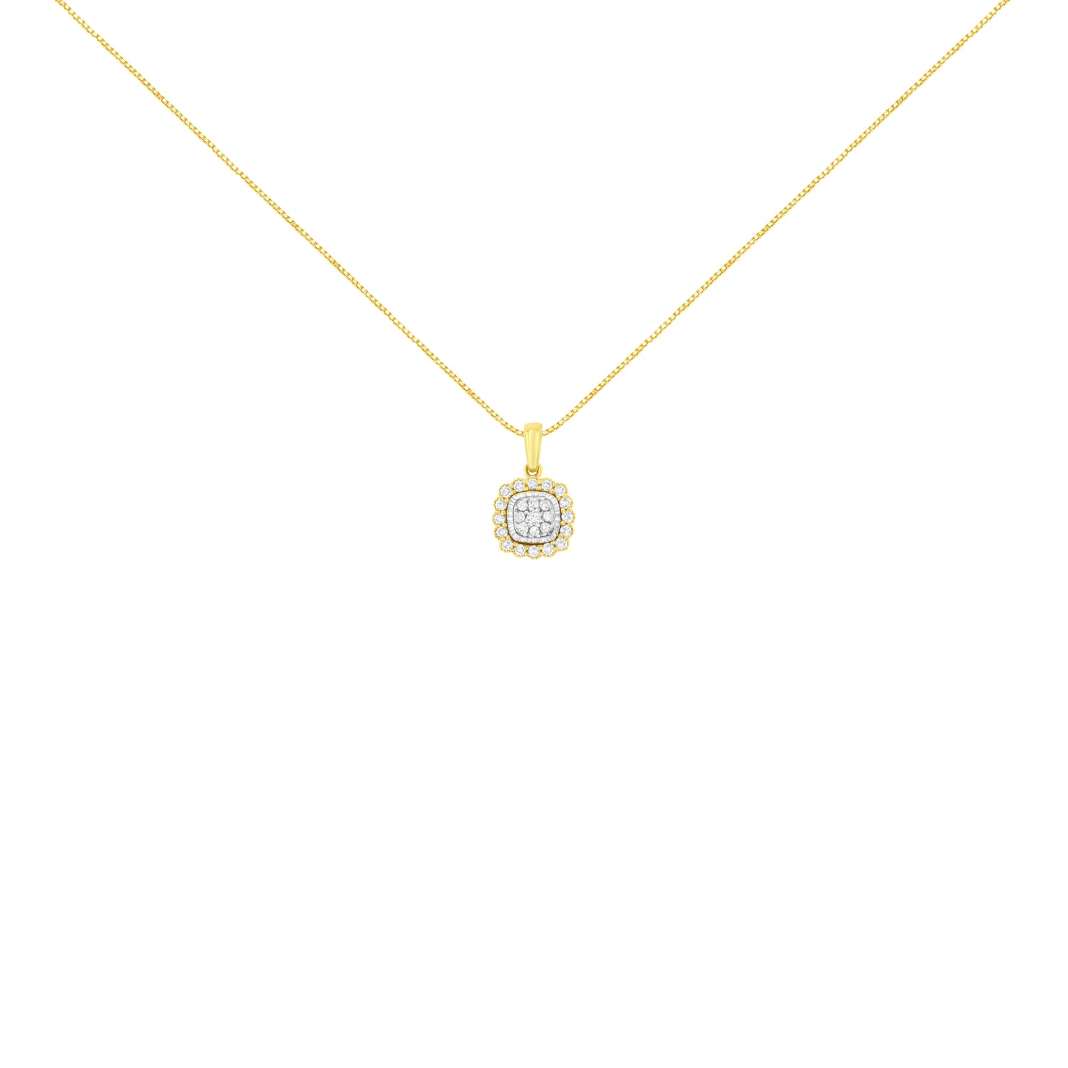 Haus of Brilliance 10K Yellow Gold Plated .925 Sterling Silver 1/4 Cttw Diamond 18&quot; Pendant Necklace (I-J Color, I1-I2 Clarity)