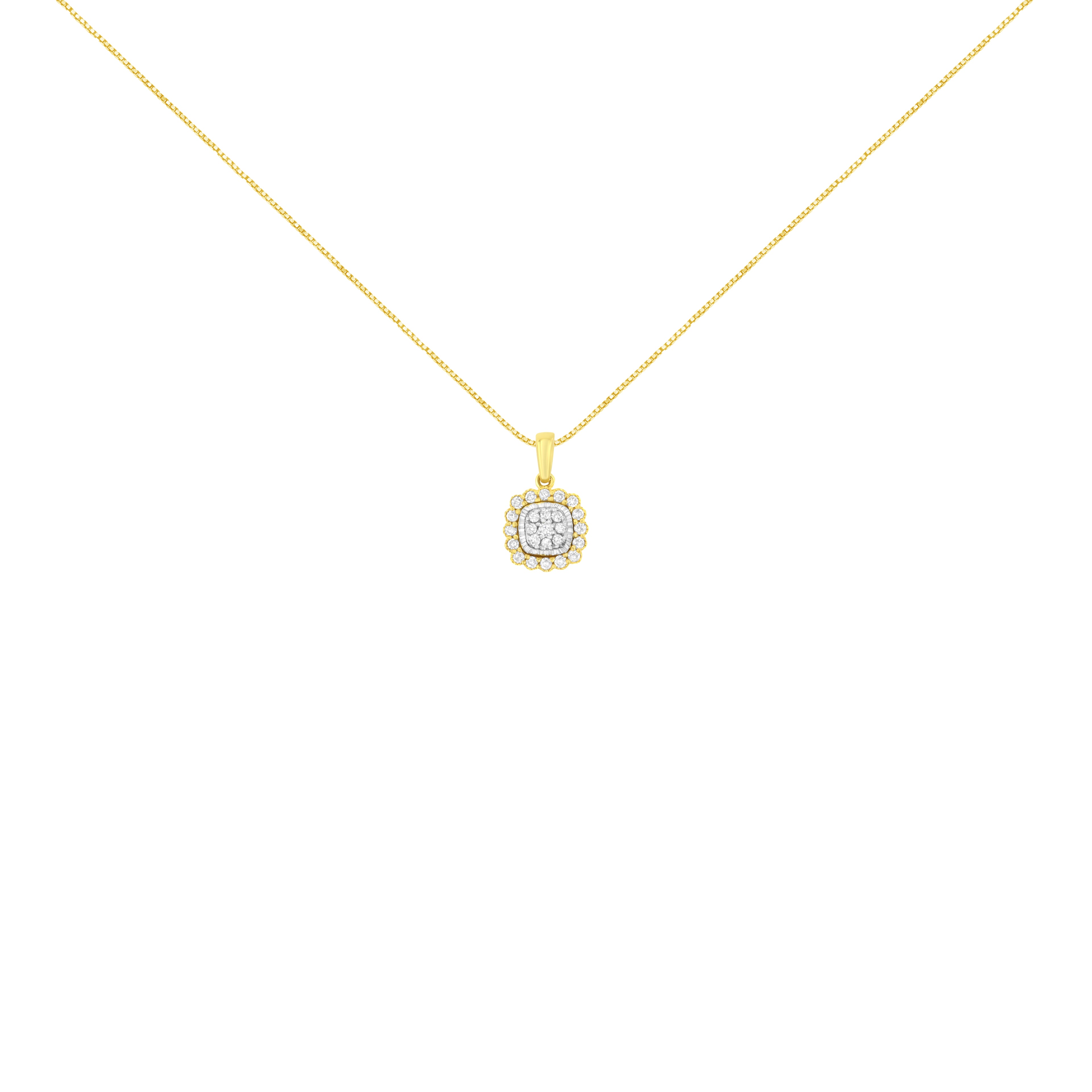 Haus of Brilliance 10K Yellow Gold Plated .925 Sterling Silver 1/4 Cttw Diamond 18&quot; Pendant Necklace (I-J Color, I1-I2 Clarity)