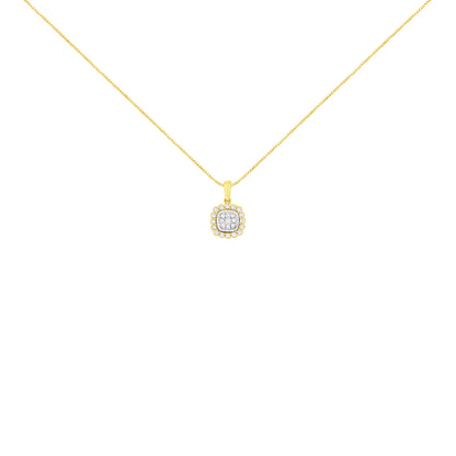 Haus of Brilliance 10K Yellow Gold Plated .925 Sterling Silver 1/4 Cttw Diamond 18&quot; Pendant Necklace (I-J Color, I1-I2 Clarity)