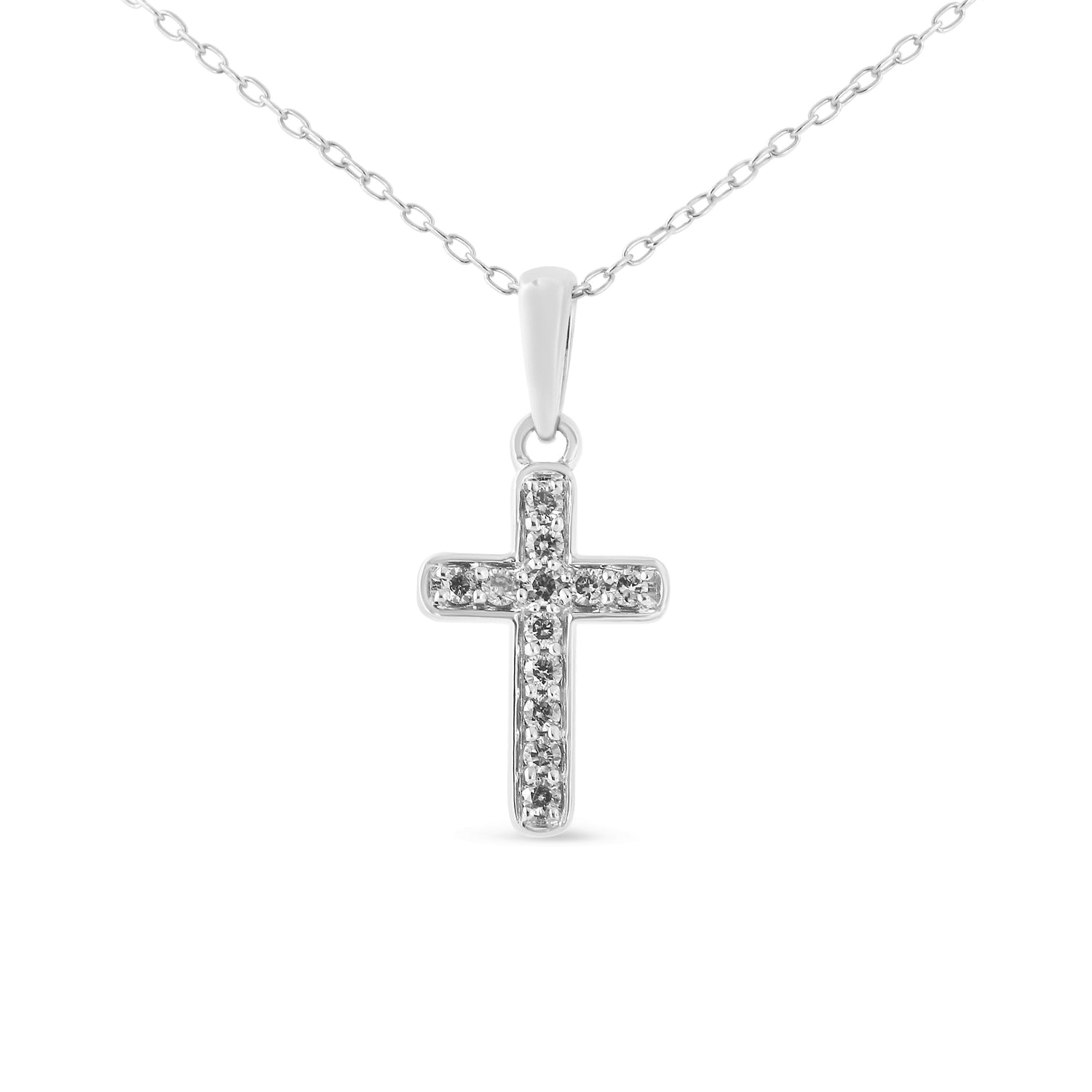 Haus of Brilliance .925 Sterling Silver 1/4 Cttw Prong Set Round-Cut Diamond Cross 18&quot; Pendant Necklace (J-K Color, I2-I3 Clarity)