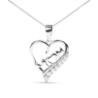 Haus of Brilliance .925 Sterling Silver 1/4 Cttw Diamond  &quot;Mom&quot; and Open Heart 18&quot; Pendant Necklace (I-J Color, I2-I3 Clarity)