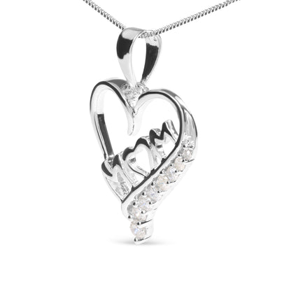 Haus of Brilliance .925 Sterling Silver 1/4 Cttw Diamond  &quot;Mom&quot; and Open Heart 18&quot; Pendant Necklace (I-J Color, I2-I3 Clarity)