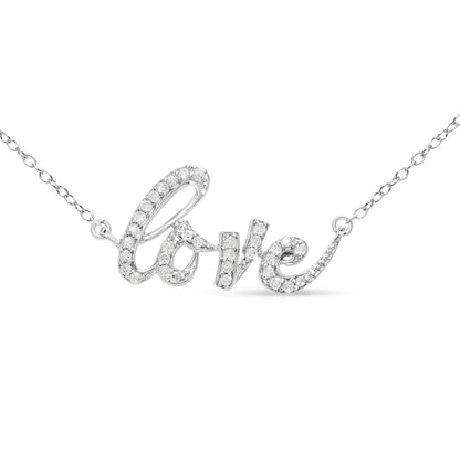 Haus of Brilliance .925 Sterling Silver 1/5 Cttw Round Diamond Love 18&quot; Pendant Necklace (I-J Color, I2-I3 Clarity)