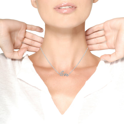 Haus of Brilliance .925 Sterling Silver 1/5 Cttw Round Diamond Love 18&quot; Pendant Necklace (I-J Color, I2-I3 Clarity)