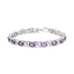 Haus of Brilliance .925 Sterling Silver 7x5mm Oval Amethyst and Diamond Accent X-Link Bracelet (H-I Color, SI1-SI2 Clarity)  - Size 7"