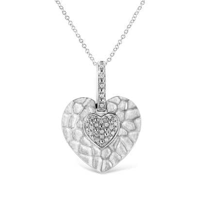 Haus of Brilliance .925 Sterling Silver Pave-Set Diamond Accent Heart Shape 18&quot; Pendant Necklace (I-J Color, I1-I2 Clarity)