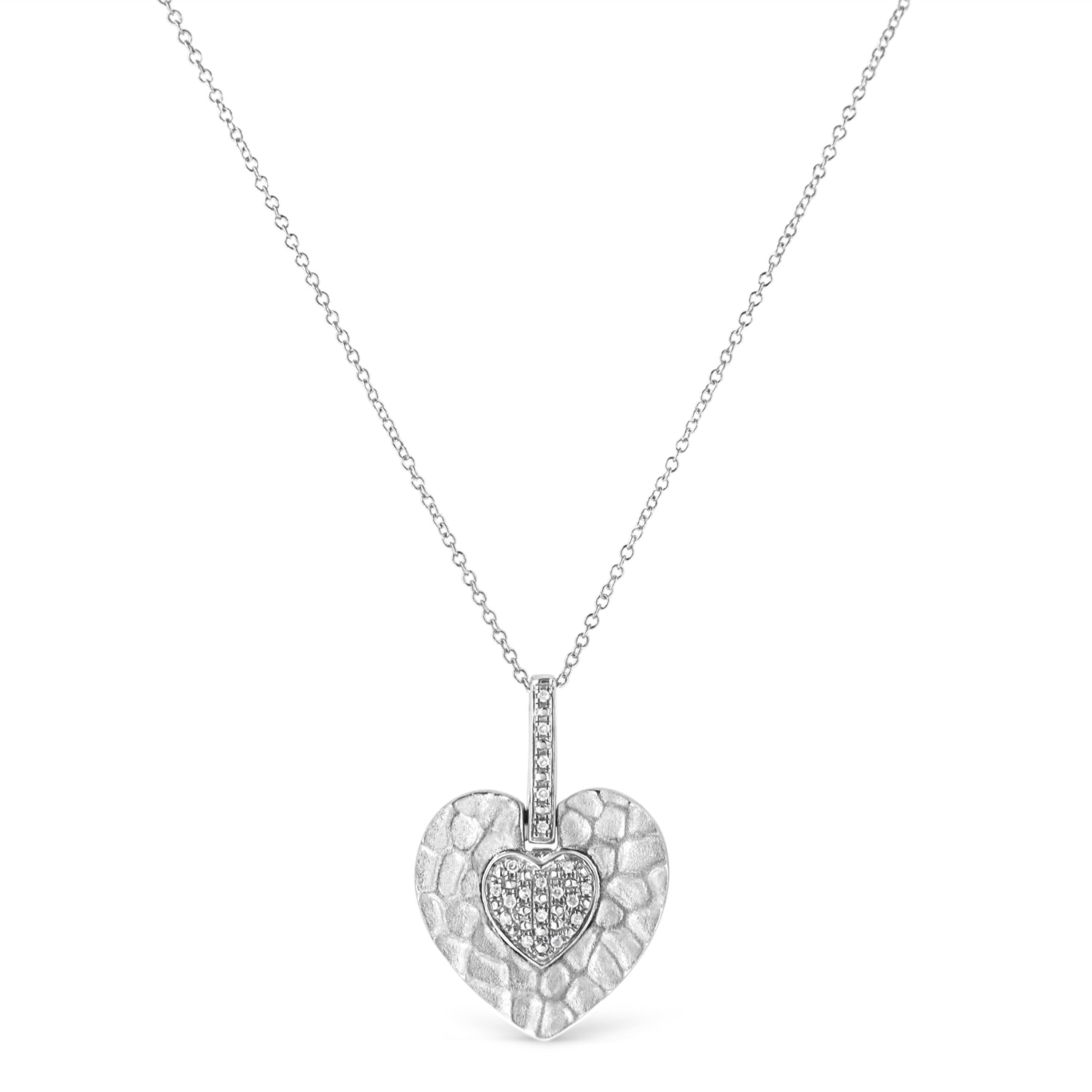 Haus of Brilliance .925 Sterling Silver Pave-Set Diamond Accent Heart Shape 18&quot; Pendant Necklace (I-J Color, I1-I2 Clarity)