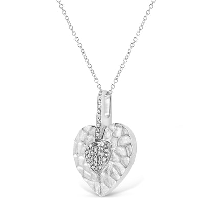 Haus of Brilliance .925 Sterling Silver Pave-Set Diamond Accent Heart Shape 18&quot; Pendant Necklace (I-J Color, I1-I2 Clarity)