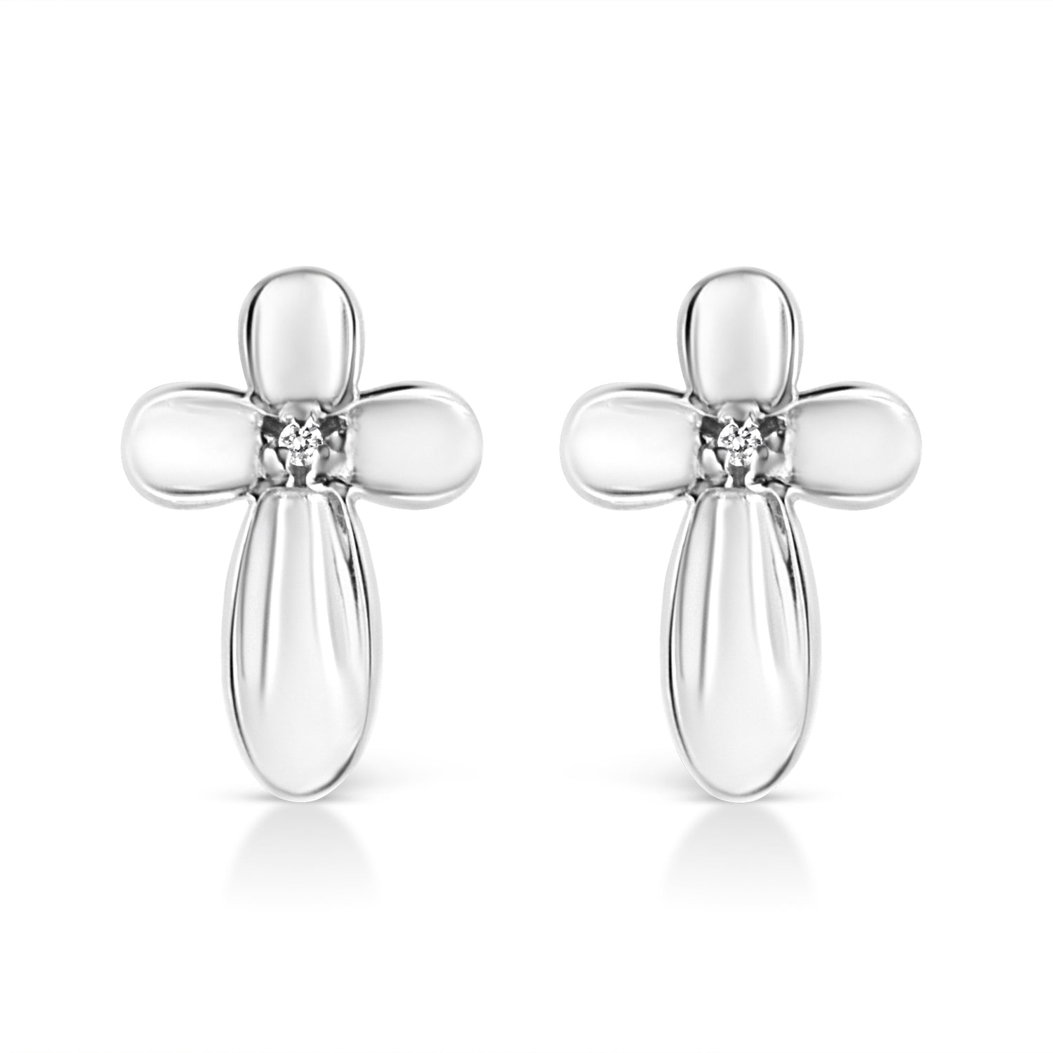 Haus of Brilliance .925 Sterling Silver Prong Set Diamond Accent Floral Cross Stud Earring (I-J Color, I1-I2 Clarity)