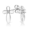 Haus of Brilliance .925 Sterling Silver Prong Set Diamond Accent Floral Cross Stud Earring (I-J Color, I1-I2 Clarity)