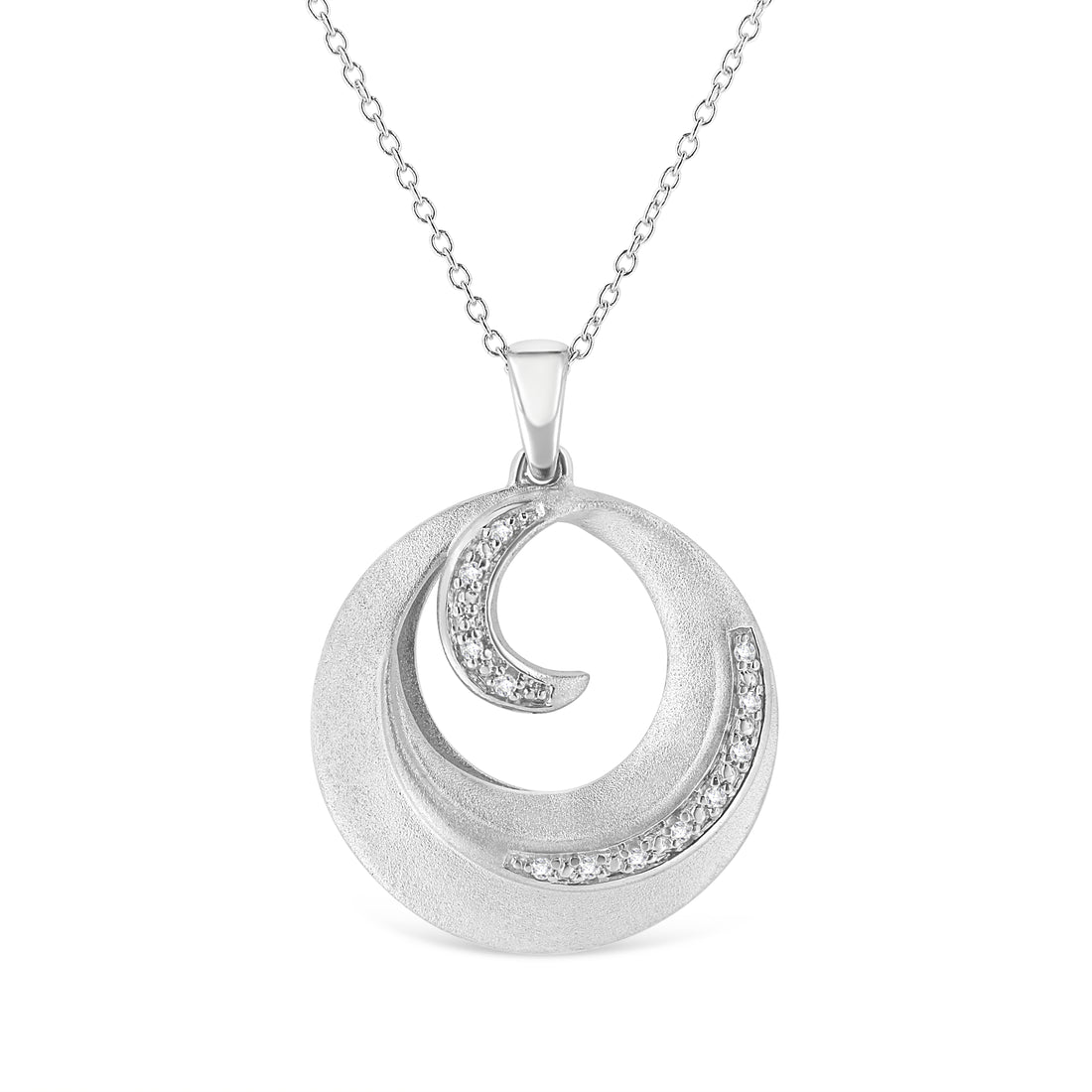Haus of Brilliance .925 Sterling Silver Pave-Set Diamond Accent Fashion Circle 18&quot; Pendant Necklace (I-J Color, I1-I2 Clarity)
