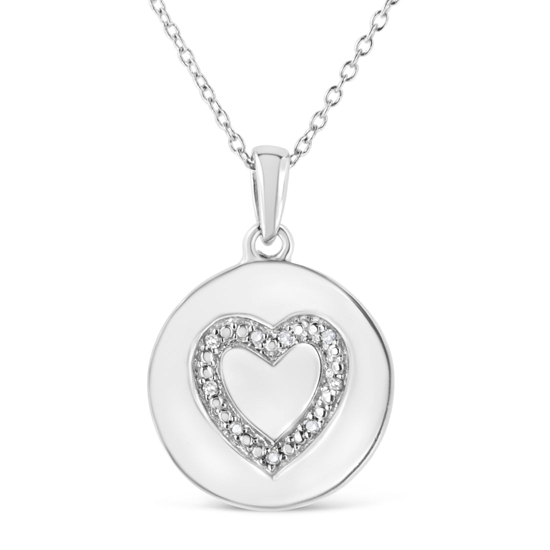 Haus of Brilliance .925 Sterling Silver Prong-Set Diamond Accent Heart Emblemed 18&quot; Pendant Necklace (I-J Color, I1-I2 Clarity)