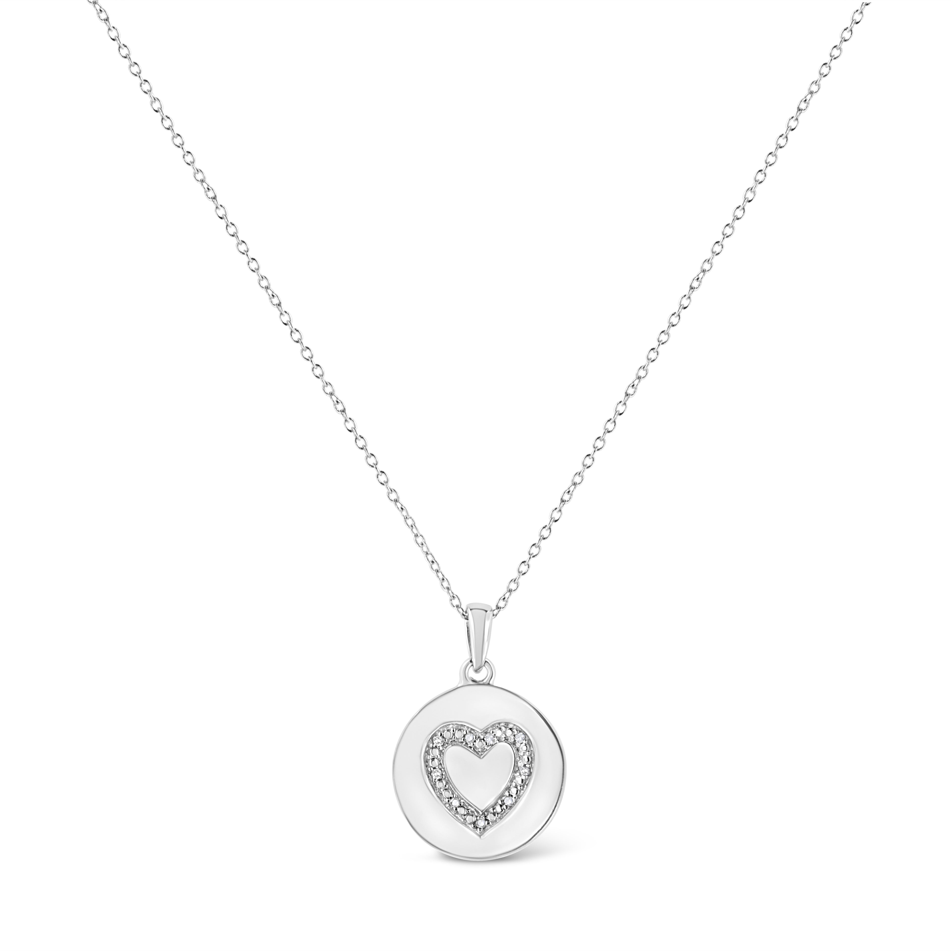 Haus of Brilliance .925 Sterling Silver Prong-Set Diamond Accent Heart Emblemed 18&quot; Pendant Necklace (I-J Color, I1-I2 Clarity)