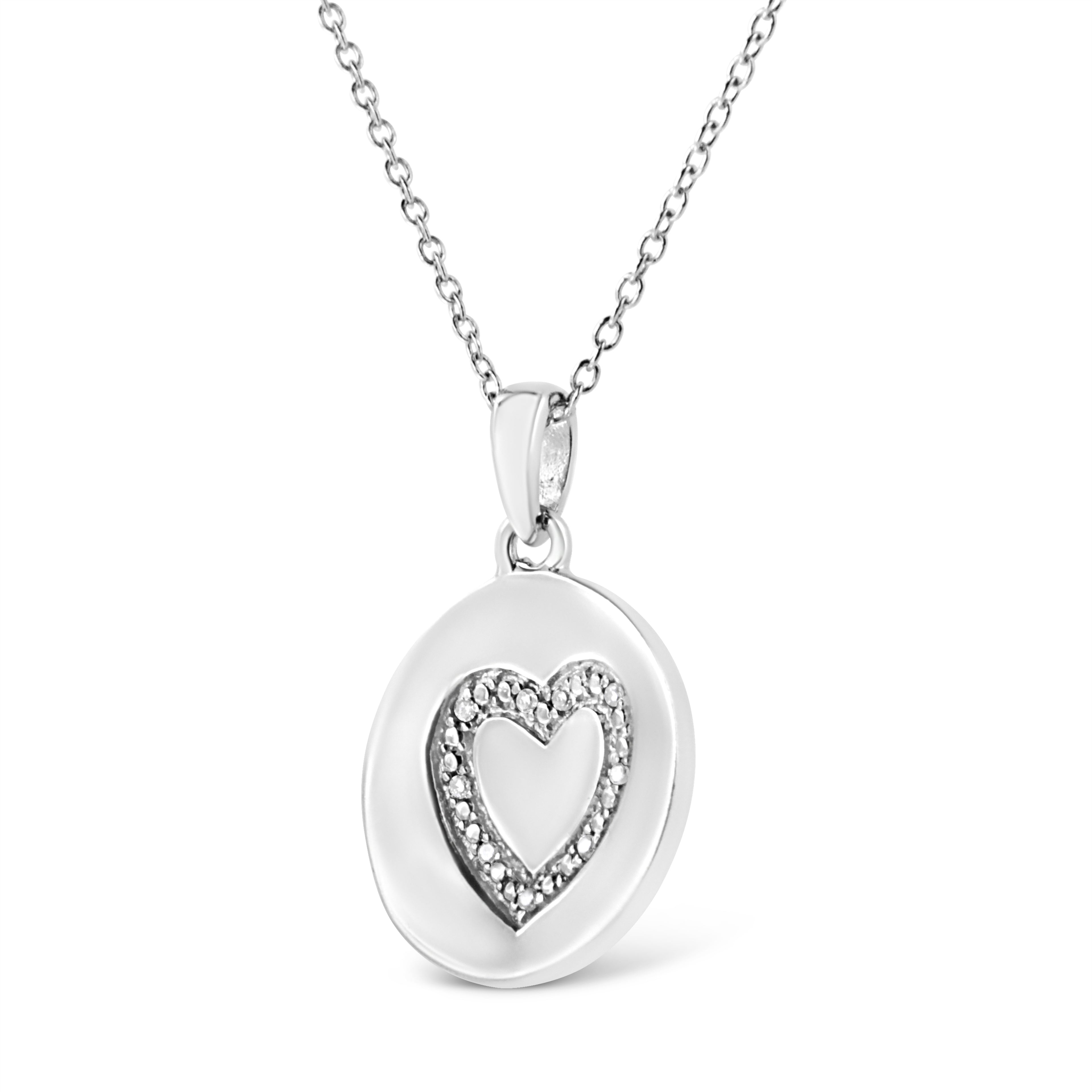 Haus of Brilliance .925 Sterling Silver Prong-Set Diamond Accent Heart Emblemed 18&quot; Pendant Necklace (I-J Color, I1-I2 Clarity)